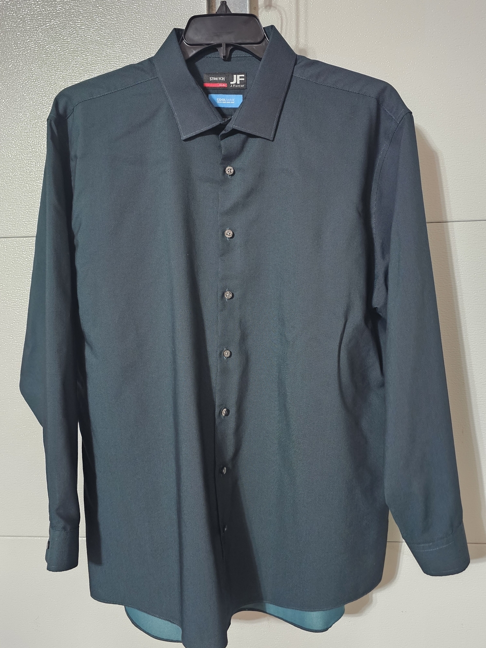jf j.ferrar Men's Long-Sleeve Dark Teal Dress Shirt